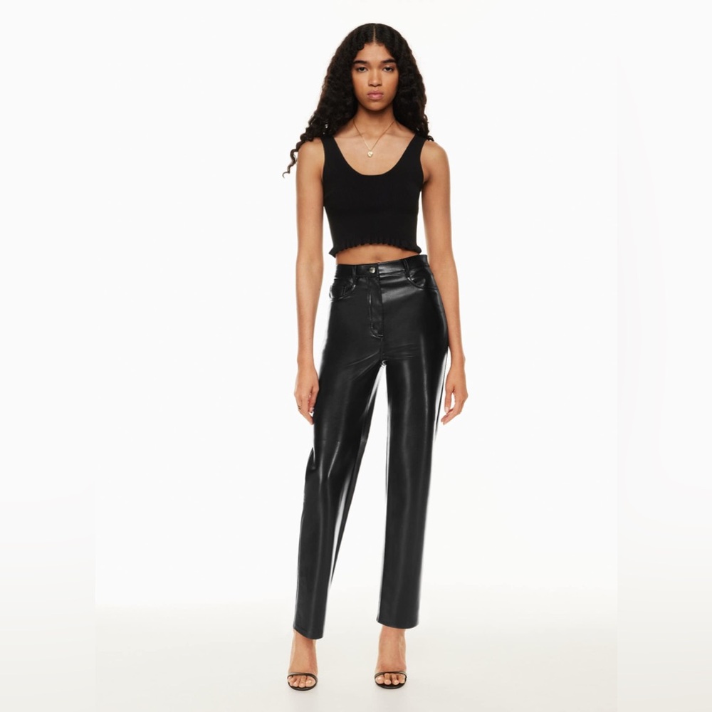 ♠️💕 Aritzia Wilfred Melina Super Hi Rise Faux Leather Pants Black Size 0 EUC